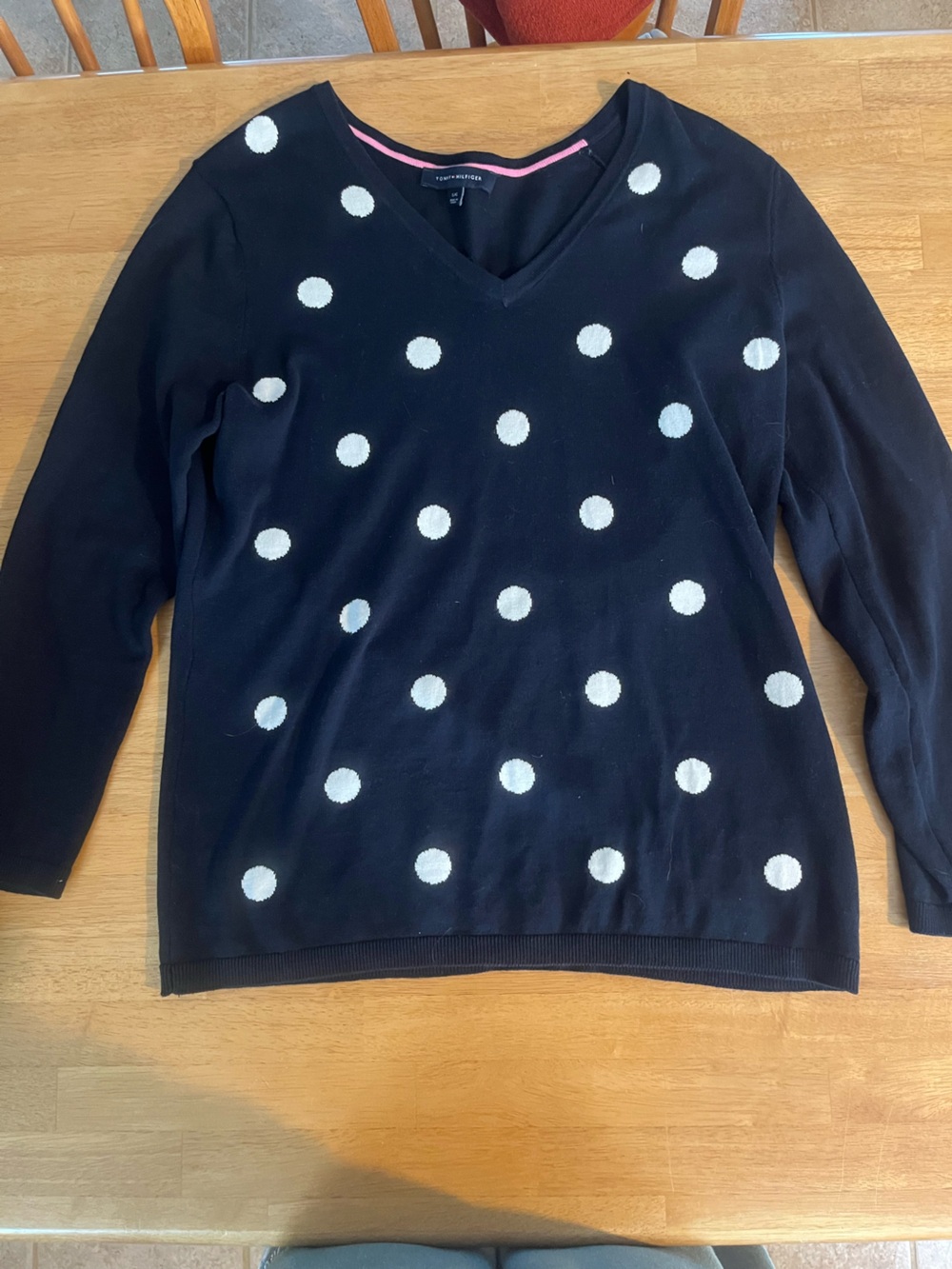 Tommy Hilfiger Navy Sweater with White Polka Dots